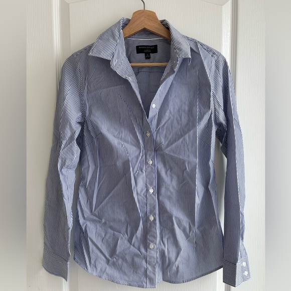Banana Republic Tops | Banana Republic Button Up Blue And White Stripped Shirt - Picture 1 of 4